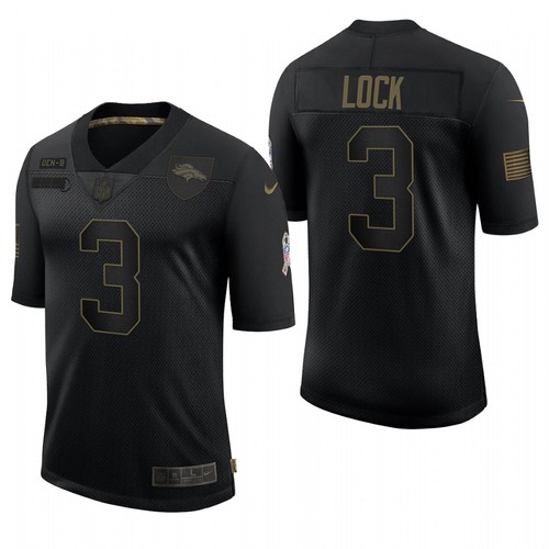 Men's Denver Broncos Black #3 Drew Lock 2020 Salute To Service Limited Stitched Jersey